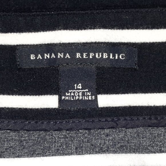 Banana Republic Skirt * Navy Blue w/White Stripes * Sz 14 EUC * T-Shirt Fabric - Picture 2 of 10